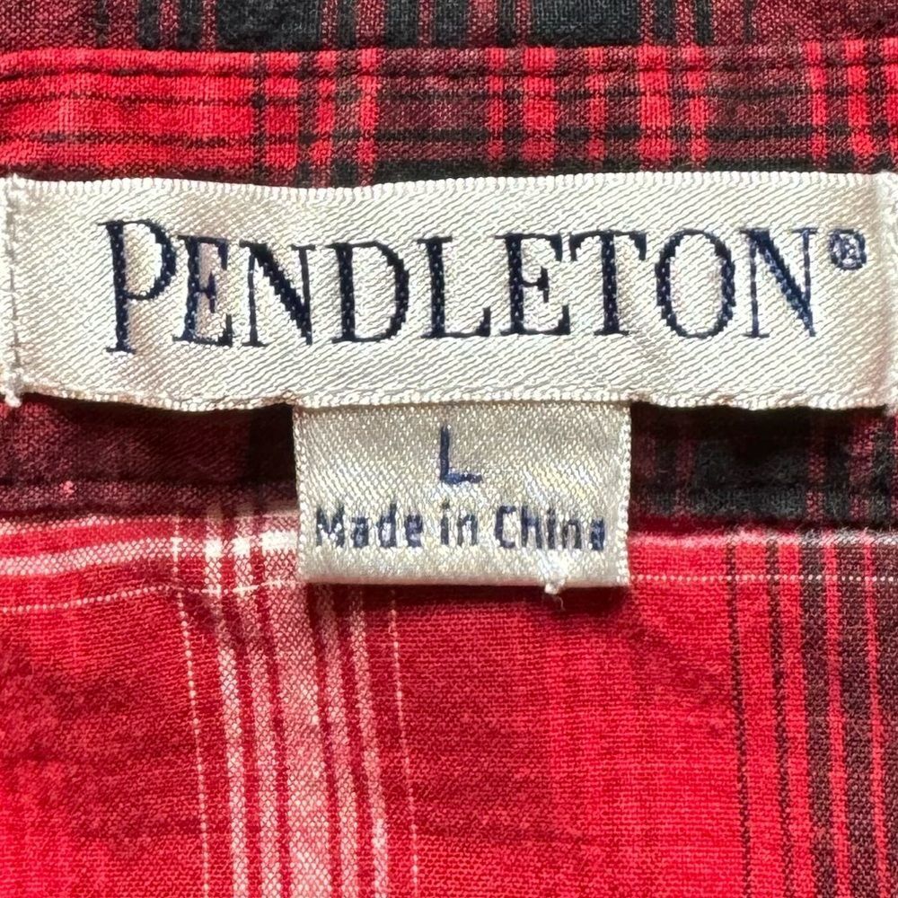 Pendleton Red Snap Button Down Shirt Size Large 9… - image 3